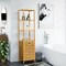 Natural Wicker Laundry Hamper Tower with 3 Tier Storage Shelving